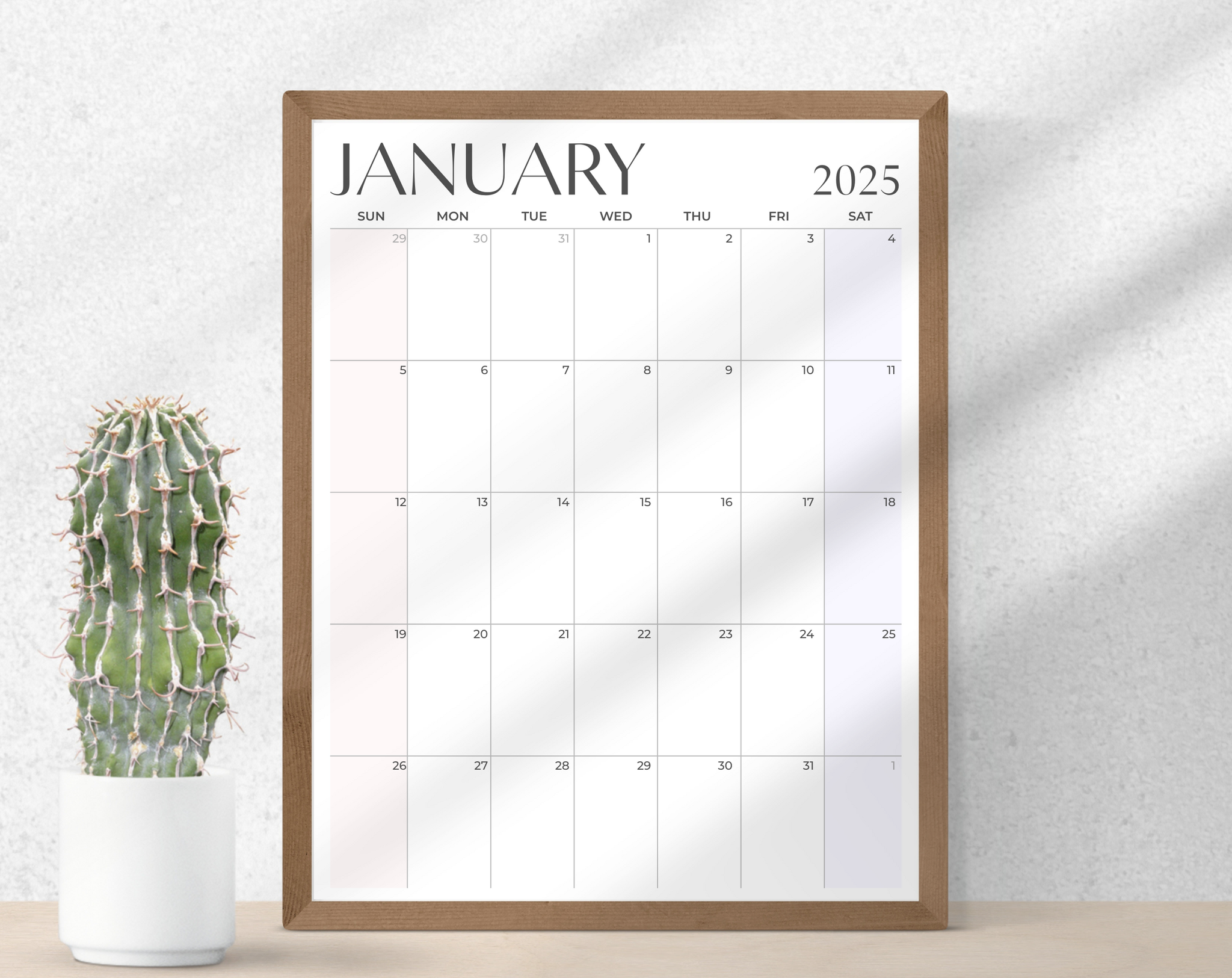 2025 Monthly Wall Calendar | 2025 Printable Calendar | Large Wall Calendar | Monday Sunday Start | A1 A2 A3 A4 Letter | Minimalist Pastel